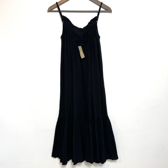NWT J. CREW Ruffle Beach Dress Coverup Airy Gauze Size XS-M* Black Oversized - Picture 6 of 10